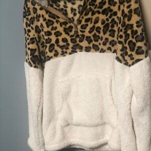 Old Navy Animal Print and Cream Teddy Jacket
